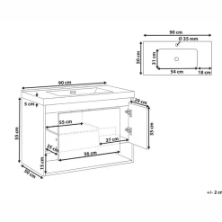 UMAYO - Wandgemonteerd meubel met wasbak - Lichtbruin - MDF