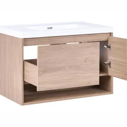 UMAYO - Wandgemonteerd meubel met wasbak - Lichtbruin - MDF