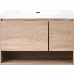 UMAYO - Wandgemonteerd meubel met wasbak - Lichtbruin - MDF