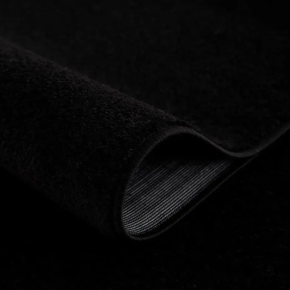 Uni Effen Laagpolig Vloerkleed Modern Zwart - 240x340 CM