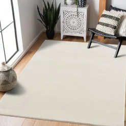 Uni Effen Laagpolig Vloerkleed Modern Creme - 200x290 CM
