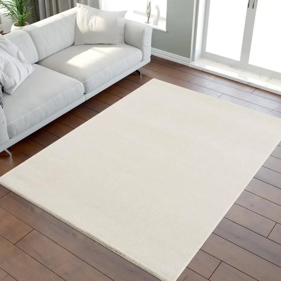 Uni Effen Laagpolig Vloerkleed Modern Creme - 200x290 CM