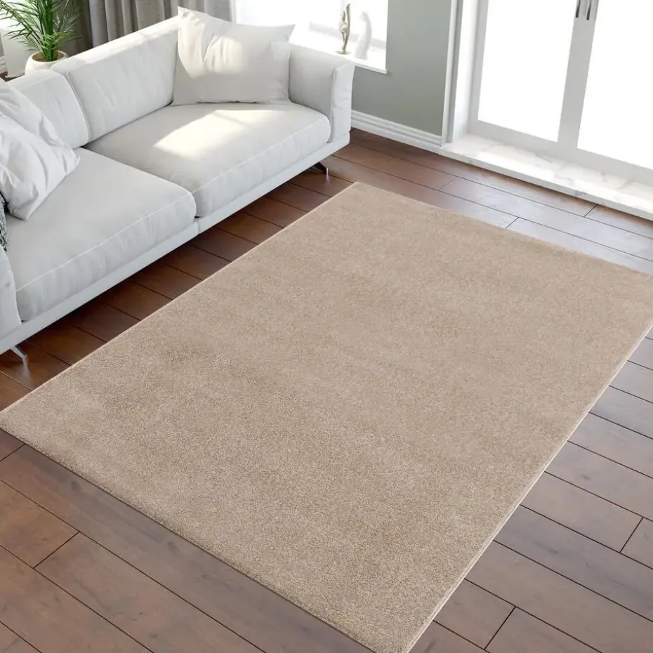 Uni Effen Laagpolig Vloerkleed Modern Beige - 300x400 CM