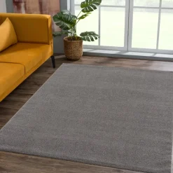 Uni Effen Laagpolig Vloerkleed Modern Grijs - 200x290 CM