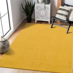 Uni Effen Laagpolig Vloerkleed Modern Geel - 140x200 CM
