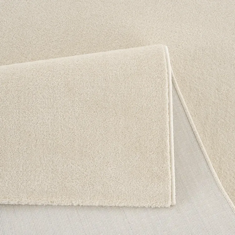 Uni Effen Laagpolig Vloerkleed Modern Creme - 250x250 CM Vierkant