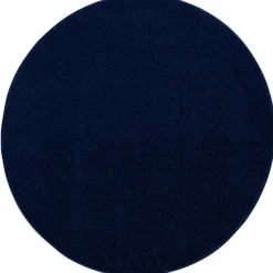 Uni Rond Effen Laagpolig Vloerkleed Modern Donker Blauw Navy - 120 CM ROND
