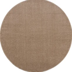 Uni Rond Effen Laagpolig Vloerkleed Modern Beige - 120 CM ROND