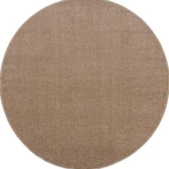 Uni Rond Effen Laagpolig Vloerkleed Modern Beige - 120 CM ROND