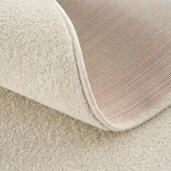 Uni Rond Effen Laagpolig Vloerkleed Modern Creme - 120 CM ROND