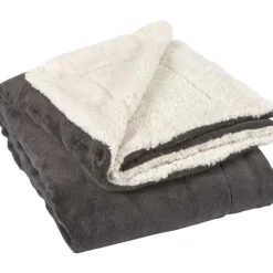 Unique Living - Lars coral fleece/suede plaid 150x200cm dark grey