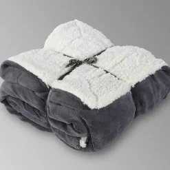 Unique Living - Lars coral fleece/suede plaid 150x200cm dark grey