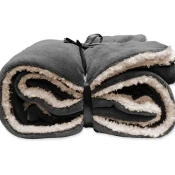 Unique Living - Lars coral fleece/suede plaid 150x200cm dark grey