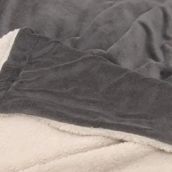 Unique Living - Lars coral fleece/suede plaid 150x200cm dark grey