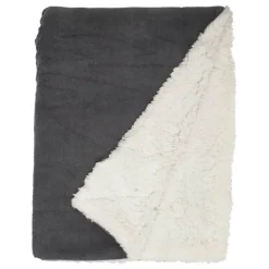 Unique Living - Lars coral fleece/suede plaid 150x200cm dark grey