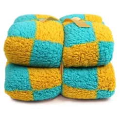 Unique Living - Plaid Check Yellow/ Blue -150x200cm