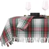 Unique Living - Tafelkleed Xmas Tartan - 150x300cm - White