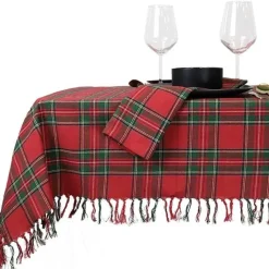 Unique Living - Tafelkleed Xmas Tartan - 150x300cm - Red