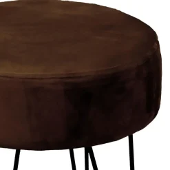 Unique Living Kruk - velvet - donkerbruin - metaal/stof - 35x40cm