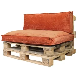 Unique Living Palletkussen Rugkussen Velours Terracotta - 120 x 40 cm