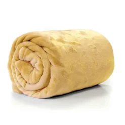 Unique Living Plaid/deken - fleece - mosterd geel - 130 x 180 cm