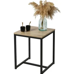Urban Living Bijzettafel - zwart - metaal/hout - L40 x B40 x H50 cm