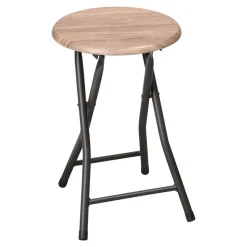 Urban Living krukje - metaal/hout - D30 x H45 cm - opvouwbaar
