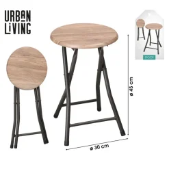 Urban Living krukje - metaal/hout - D30 x H45 cm - opvouwbaar