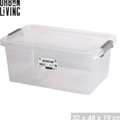 Urban Living Opberg box - 20 ltr - 32 x 48 x 19 cm - deksel en clips