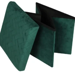 Urban Living poef - hocker - velvet donkergroen - mdf - 38x38 cm