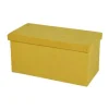 Urban Living poef/hocker/opbergbox - geel - mdf - 76 x 38 x 38 cm