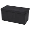 Urban Living poef/hocker/opbergbox - zwart - mdf - 76 x 38 x 38 cm