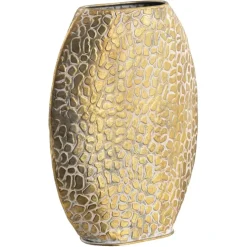 Vaas Riv - goudkleur - metaal - ovaal - 35x28x8,5 cm