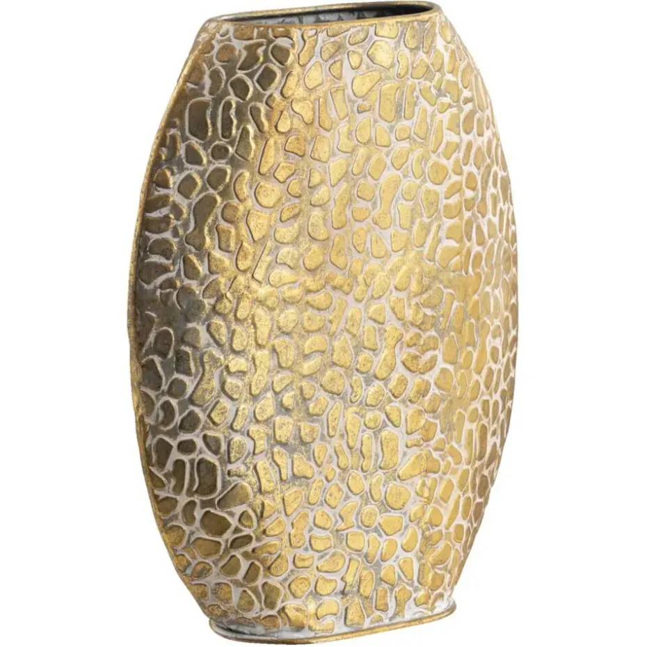 Vaas Riv - goudkleur - metaal - ovaal - 35x28x8,5 cm