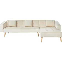 VADSO - Hoekslaapbank - Lichtbeige - Linkszijdig - Fluweel