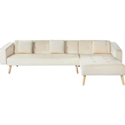 VADSO - Hoekslaapbank - Lichtbeige - Linkszijdig - Fluweel