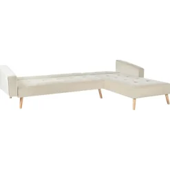 VADSO - Hoekslaapbank - Lichtbeige - Linkszijdig - Fluweel