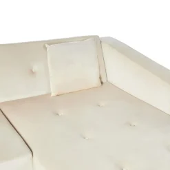 VADSO - Hoekslaapbank - Lichtbeige - Linkszijdig - Fluweel