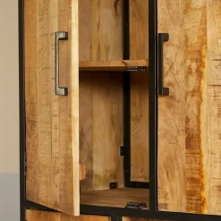 Vakkenkast Naturel Hout/Metaal - 90x45x200cm - Denver