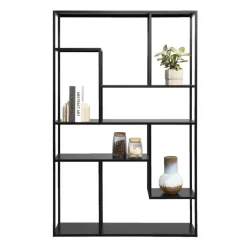 Vakkenkast Stan - zwart - metaal - 188x120x35 cm