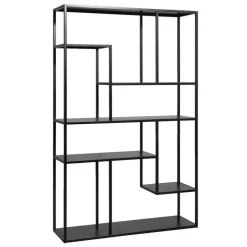 Vakkenkast Stan - zwart - metaal - 188x120x35 cm