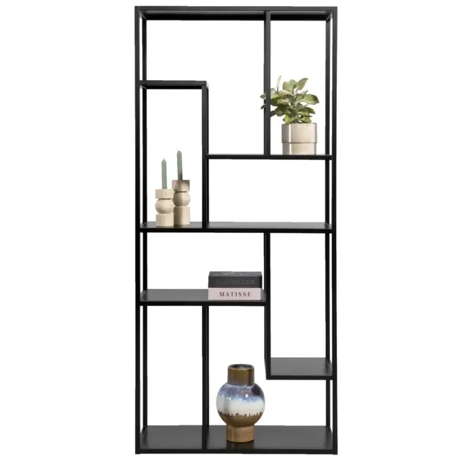 Vakkenkast Stan - zwart - metaal - 188x85x35 cm