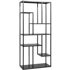 Vakkenkast Stan - zwart - metaal - 188x85x35 cm