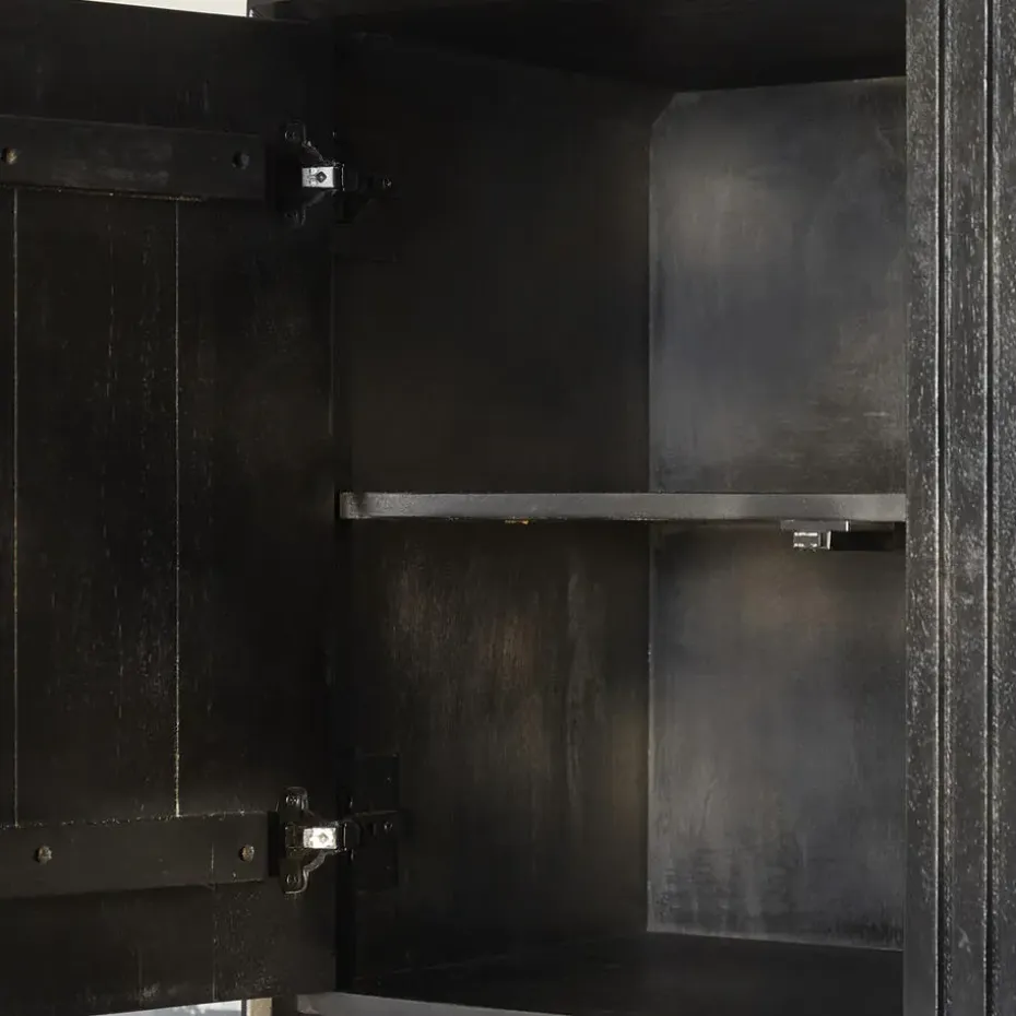 Vakkenkast Zwart Hout - 135x45x200cm - Madison XL