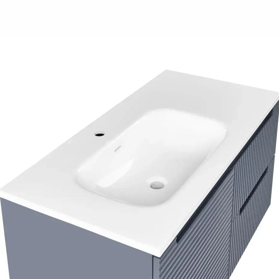 VALA - Wandgemonteerd meubel met wasbak - Grafietgrijs - MDF