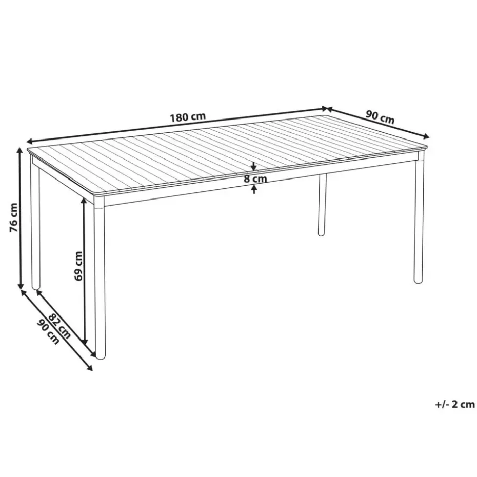 VALLESE - Tuintafel - Lichthout - 180 x 90 cm - Acaciahout