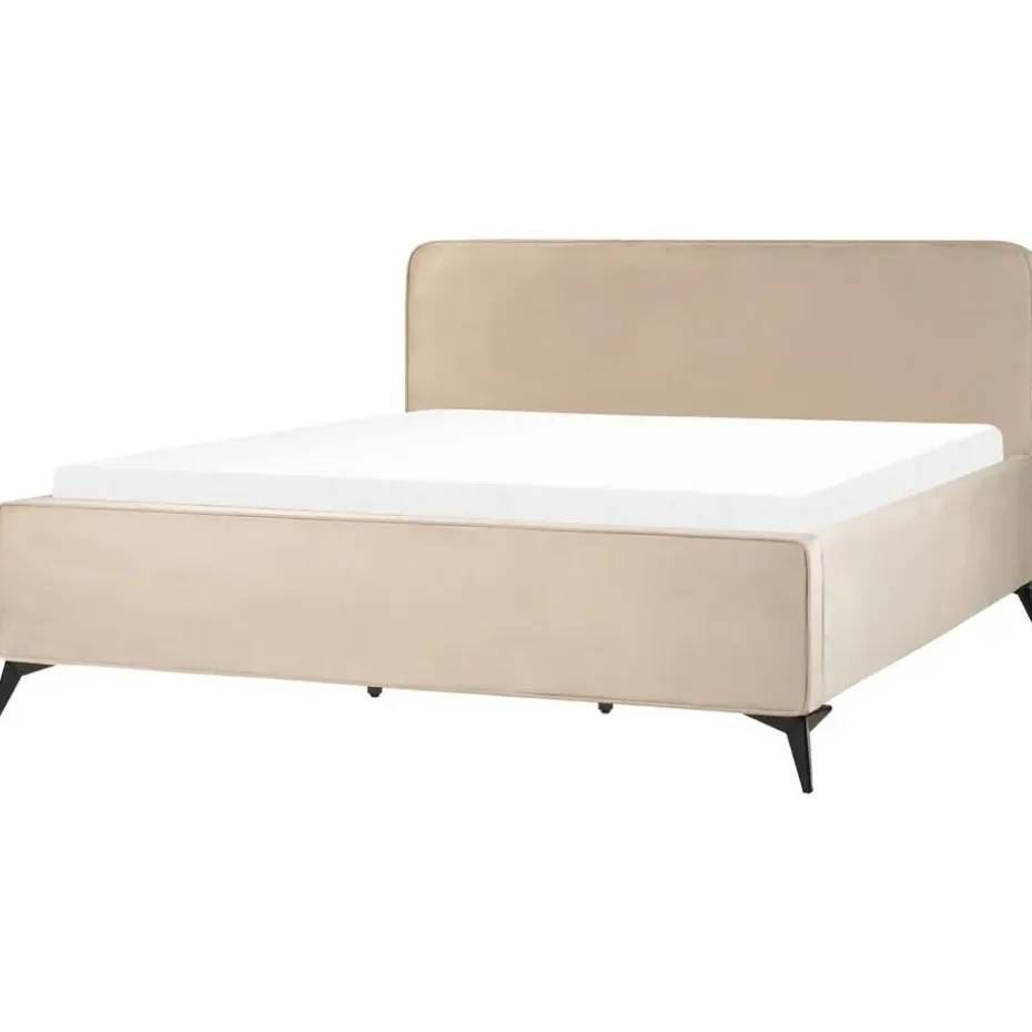 VALOGNES - Tweepersoonsbed - Taupe - 180 x 200 cm - Fluweel