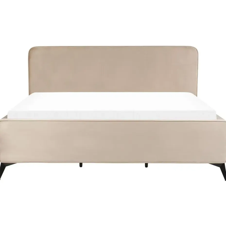 VALOGNES - Tweepersoonsbed - Taupe - 180 x 200 cm - Fluweel
