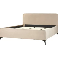 VALOGNES - Tweepersoonsbed - Taupe - 180 x 200 cm - Fluweel