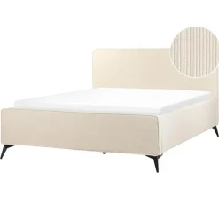VALOGNES - Tweepersoonsbed - Beige - 160 x 200 cm - Corduroy